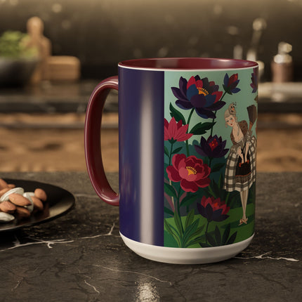 The Lady Of The Lotus Garden Colorful Mugs – Art Deco Botanical Elegance