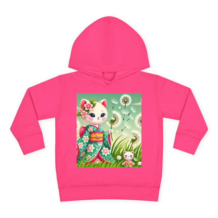 Geisha Kitten and the Dandelion Wish Toddler Pullover Fleece Hoodie