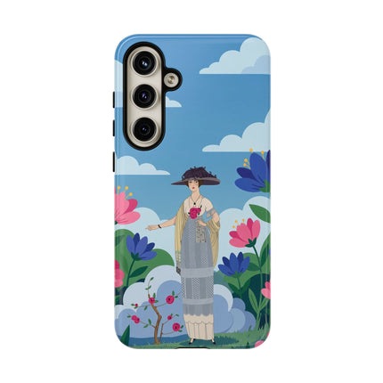 🌸🎩 The Lady Of The Grand Flower Garden Phone Case – Art Deco Fashion Illustration