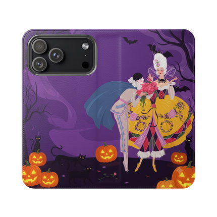 🎭🌹 The Harlequin Rose Masquerade Flip Case – Theatrical Halloween Romance