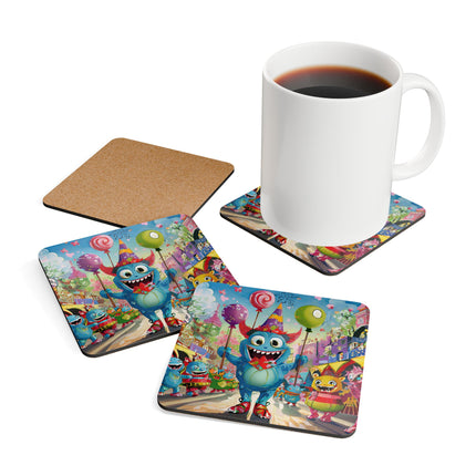 Monster Parade Madness Corkwood Coaster Set