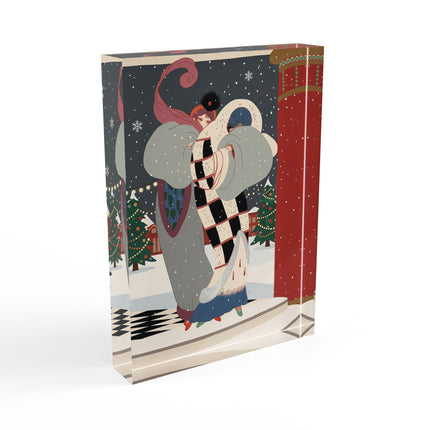❄️✨ The Winter Couture Promenade Acrylic Art Block – Art Deco Holiday Elegance