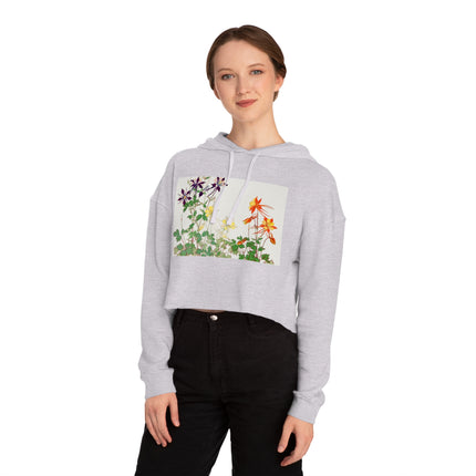 Aquilegia Flowers by Tanigami Kônan Women’s Cropped Hooded Sweatshirt