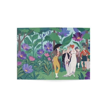 🌸🎩 The Garden Promenade Greeting Card – Regency Fashion & Floral Elegance