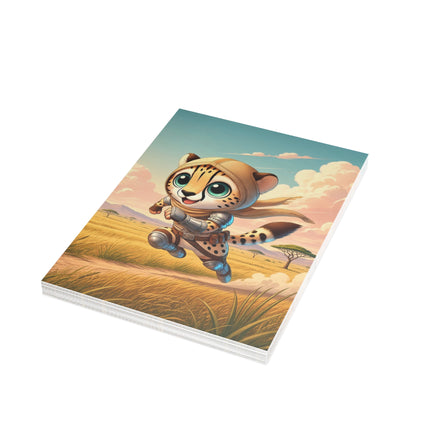 🐆🌅 The Little Cheetah’s Great Savannah Run Greeting Card – Whimsical Animal Adventure