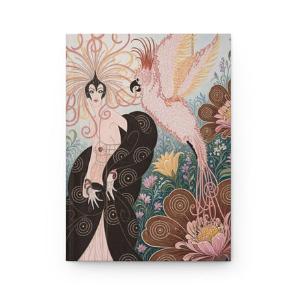 🐦🌸 The Lady Of The Enchanted Cockatiel Garden Hardcover Journal – Art Deco Floral Fantasy