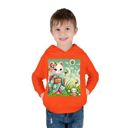 Geisha Kitten and the Dandelion Wish Toddler Pullover Fleece Hoodie