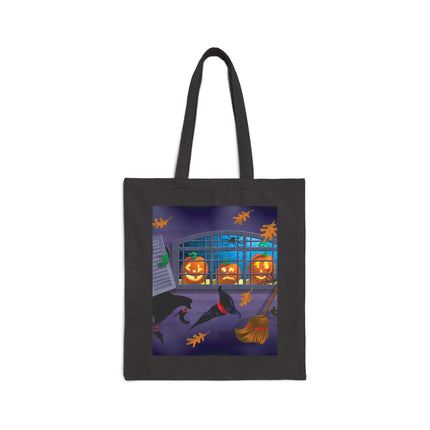 Whimsical Halloween Mischief Cotton Canvas Tote Bag
