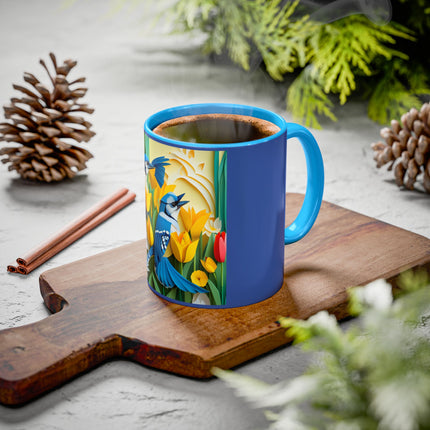 Blue Jays in a Spring Garden Colorful Mugs (11oz, 15oz)