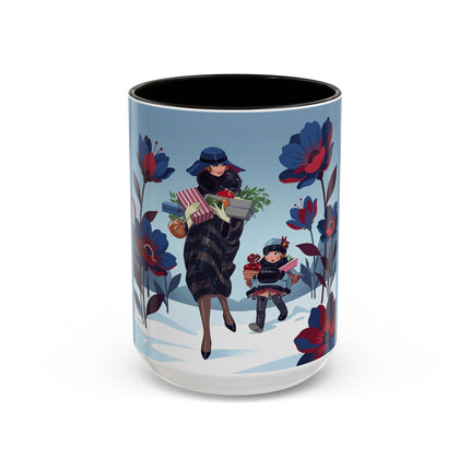 🎁🌺 The Christmas Gift Garden Stroll Colorful Mug – Art Deco Holiday Fantasy