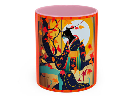 Black Cat in Kimono Colorful Mugs, 11oz