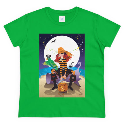 Moonlit Pirate Halloween Women's Midweight Cotton Tee