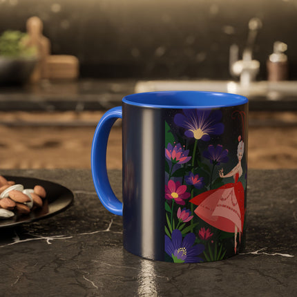Moonlight Waltz Among The Blossoms Colorful Mugs – Art Deco Floral Enchantment
