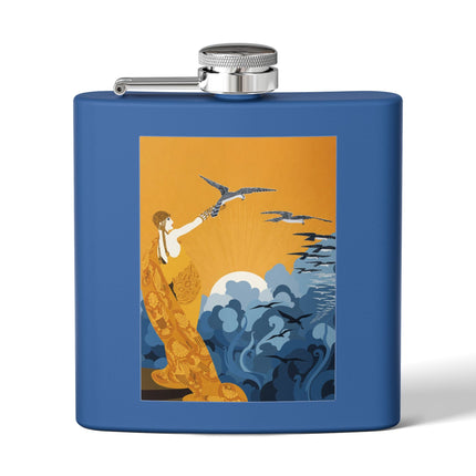 Falcon Mistress Stainless Steel Flask – Art Deco Majesty & Mythic Freedom