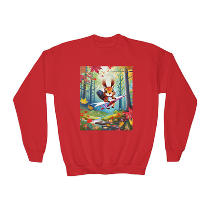 Acorn Aviator Youth Crewneck Sweatshirt – Woodland Flight & Playful Imagination