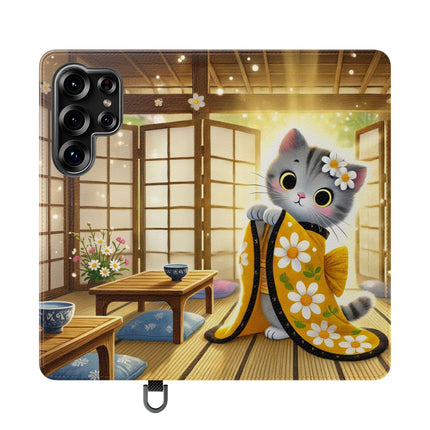 🐱🍵 Playful Kitten in the Tea Room Flip Case – Curious Charm & Cozy Whimsy