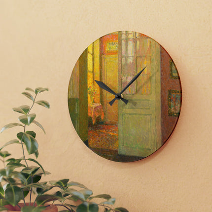 Interior, Window Light by Henri Le Sidaner Acrylic Wall Clock, Round & Square