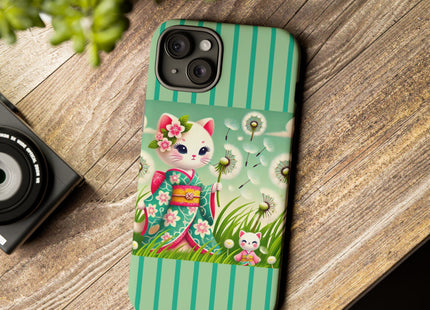 Geisha Kitten and the Dandelion Phone Cases
