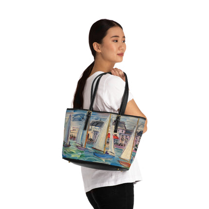 Régates à Deauville by Raoul Dufy PU Leather Shoulder Bag