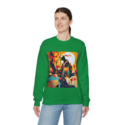 Black Cat in Kimono Unisex Heavy Blend™ Crewneck Sweatshirt