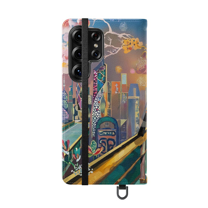 🤖🌆 Cyber Punk Robot Models Flip Case – Futuristic Fashion & Neon Elegance