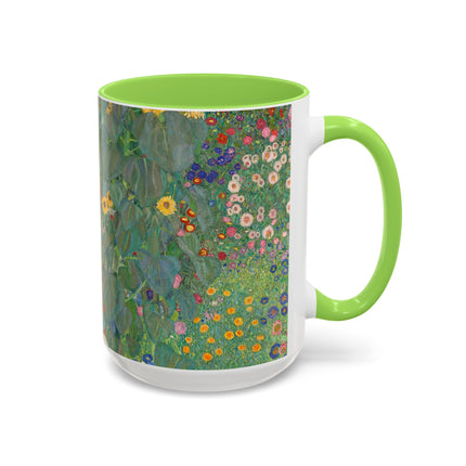 Farm Garden with Sunflowers by Gustav Klimt Colorful Mugs (11oz, 15oz)