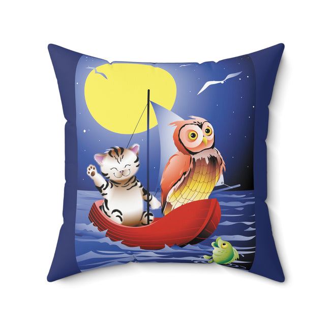 Embarking on a Moonlit Journey Spun Polyester Square Pillow