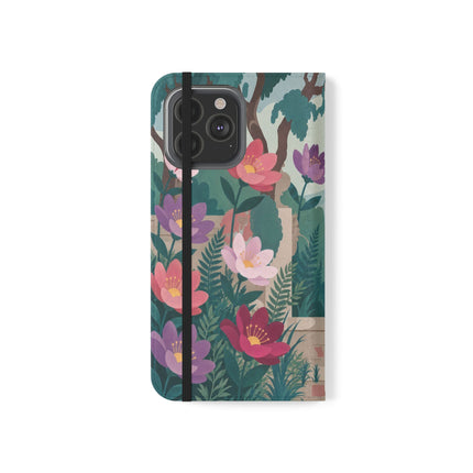🌺🎭 The Garden Courtship Flip Case – Art Deco Floral Romance