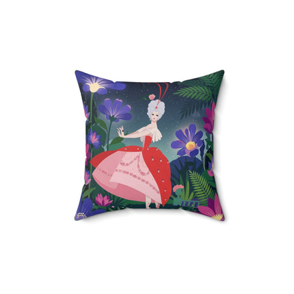 🌺✨ The Lady Of The Starlit Enchanted Garden Square Pillow – Art Deco Floral Fantasy