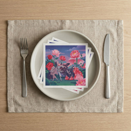 🌸🎭 The Grand Garden Masquerade Napkins – Art Deco Floral Fantasy