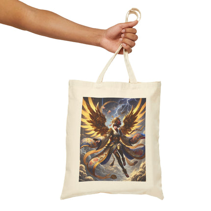 Valkyrie Descending Through Storm Cotton Canvas Tote Bag