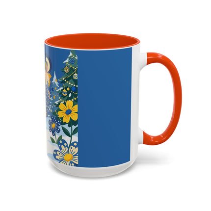 💙🌼 The Bluebell Christmas Promenade Colorful Mug – Art Deco Holiday Fantasy