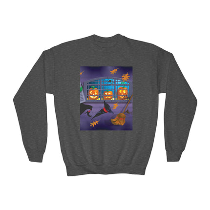 Whimsical Halloween Mischief Youth Crewneck Sweatshirt