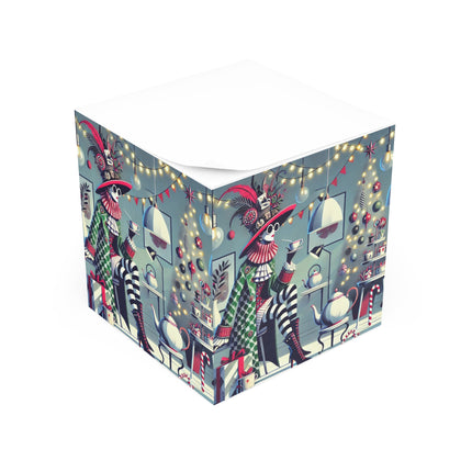 Whimsical Christmas Tea Party Note Cube