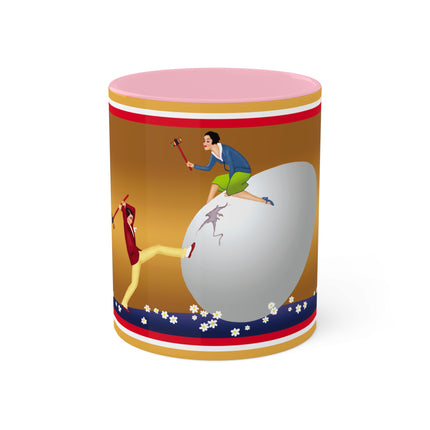 Crack-Up Comedy: The Great Egg Duel Colorful Mugs, 11oz