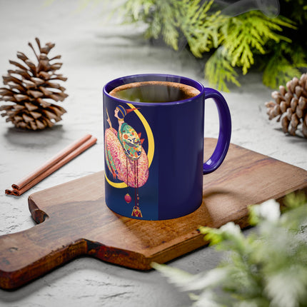 Moonlit Reflections Colorful Mug (11oz, 15oz) – Celestial Elegance, Art Deco Beauty & Dreamy Style