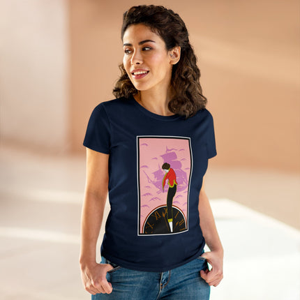 Woman Waiting for her Beloved at 1:59 by Kobayashi Kaichi Women's Midweight Cotton Tee