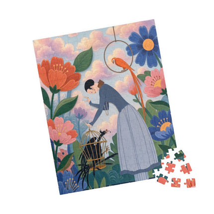 🦜🌺 The Lady Of The Garden Aviary Puzzle – Art Deco Floral Whimsy