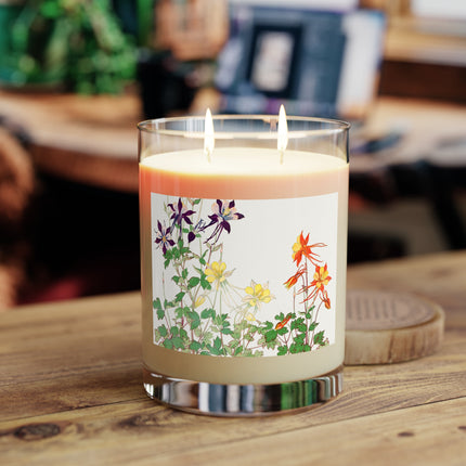 Aquilegia Flowers by Tanigami Kônan Scented Candle - Full Glass, 11oz - The White Tea & Fig, The Lavender & Sage, and The Ocean Mist & Moss