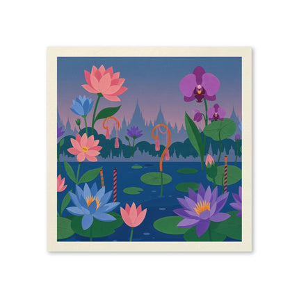 🪷🌸 The Enchanted Lotus And Orchid Garden Napkins – Whimsical Oriental Floral Elegance