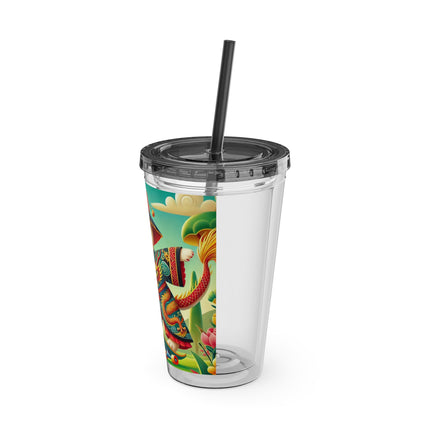 Dragon Dance on Wheels Sunsplash Tumbler with Straw, 16oz