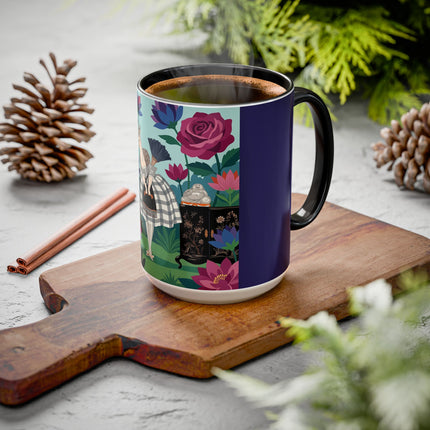 The Lady Of The Lotus Garden Colorful Mugs – Art Deco Botanical Elegance