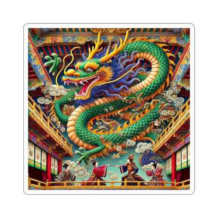 Tibetan Dragon Over Kabuki Duel Kiss-Cut Stickers (4 Sizes)