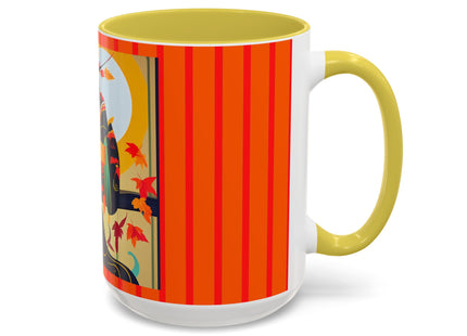 Black Cat in Kimono Colorful Mugs, 11oz