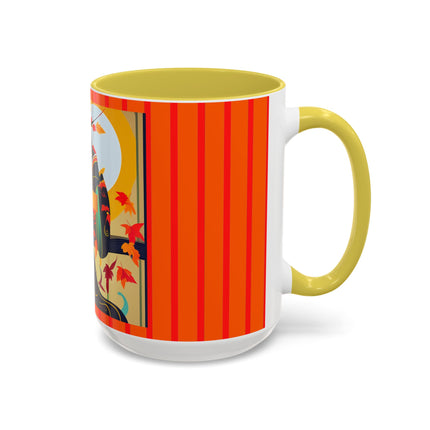 Black Cat in Kimono Colorful Mugs, 11oz