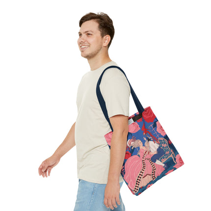 🌹🦜 The Lady Of The Scarlet Parrot Tote Bag – Art Deco Floral Elegance
