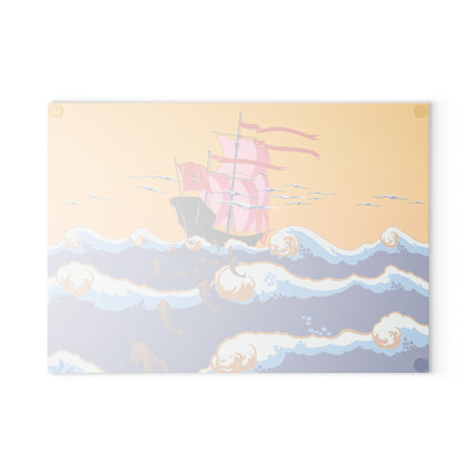 Golden Seas and Whimsical Dreams Glass Cutting Board