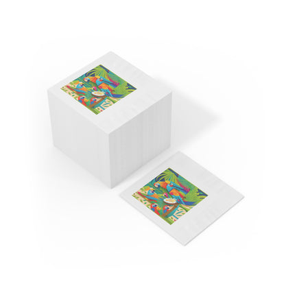 Colorful Macaws White Coined Napkins