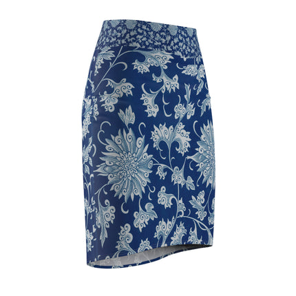 Blue Flower Pattern by Owen Jones Women's Pencil Skirt (AOP)