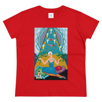 Art Deco Christmas Elegance Women's Midweight Cotton Tee